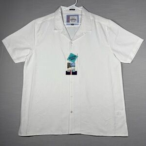 NEW Company Eighty One Mens White Button Down Shirt XL Short Sleeve Relaxed Fit